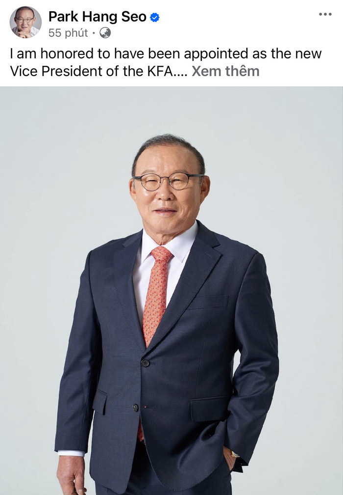 HLV Park Hang Seo đã thông báo vừa được bổ nhiệm làm sếp lớn của KFA. Ảnh: HLV Park Hang Seo