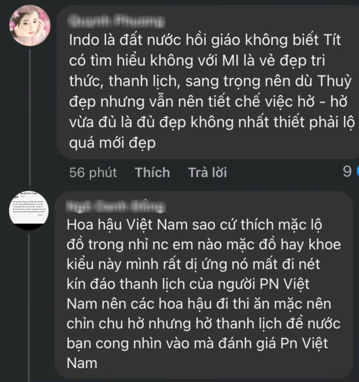 Một số ý kiến của khán giả về cách ăn mặc của Hoa hậu Thanh Thủy. (Ảnh chụp màn hình)