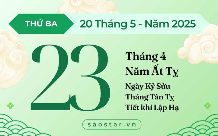 Lịch âm hôm nay 20/5/2025: Ngày cát lành để khởi sự hanh thông Ảnh 1