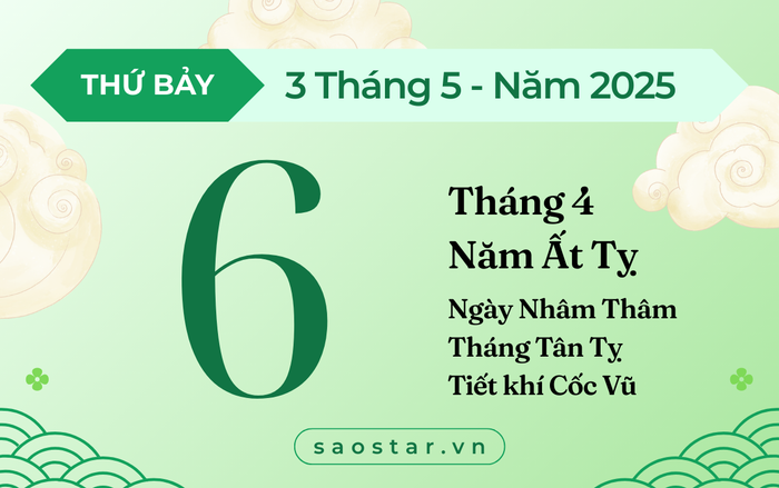 Lịch âm hôm nay 3/5/2025: Làm việc này coi chừng hao tài Ảnh 1
