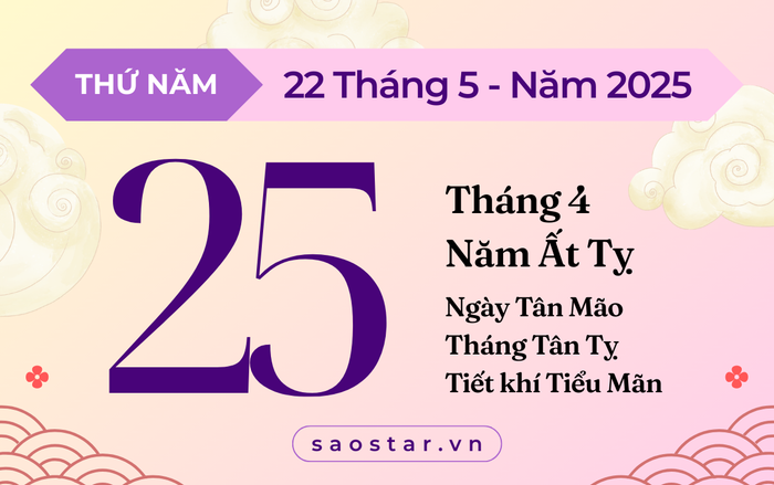 Lịch âm hôm nay 22/5/2025: Cẩn trọng trước khi bắt đầu việc lớn Ảnh 1