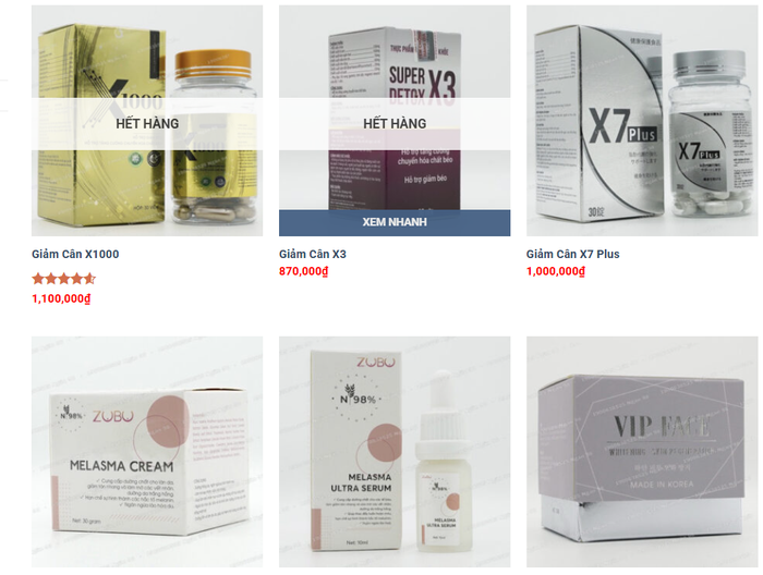 Một số sản phẩm giảm cân mà Ngân 98 rao bán.