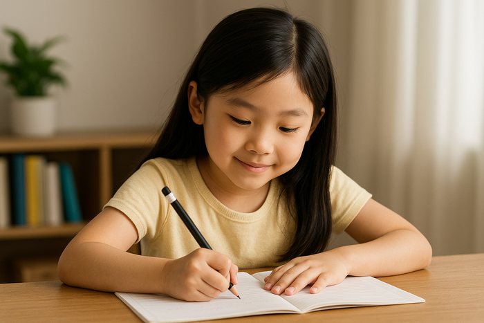 Sự ngây ngô, hồn nhiên trong câu chữ ở các bài văn tiểu học chính là điều đặc biệt khiến người lớn thích thú. Ảnh minh hoạ AI