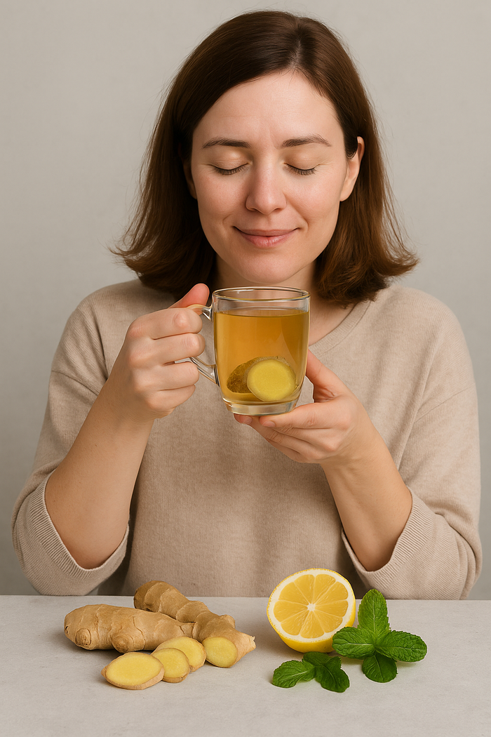 Gừng được biết đến với khả năng giảm buồn nôn và hỗ trợ tiêu hóa.  