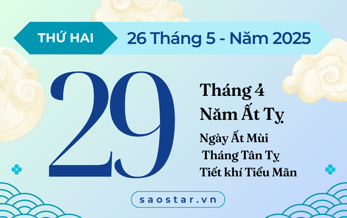 Lịch âm hôm nay 26/5/2025: Ngày hoàng đạo thuận lợi đủ đường Ảnh 1