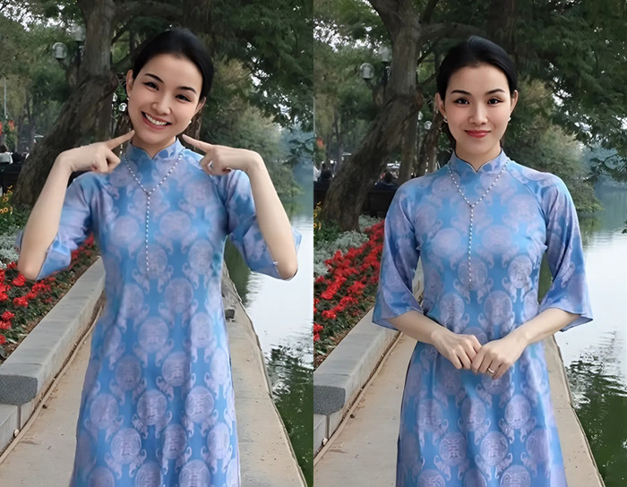 Sau 17 năm đăng quang Hoa hậu Hoàn vũ Việt Nam, Thùy Lâm vẫn gây ấn tượng với nhan sắc trẻ trung. (Ảnh từ TikTok Nguyễn Thùy Lâm) 