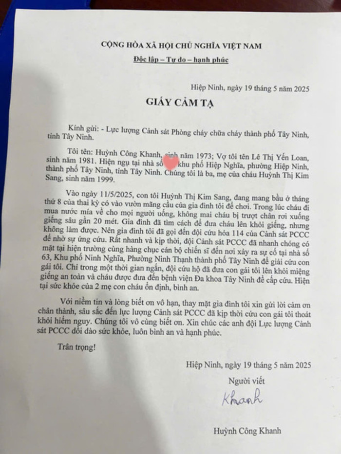 Tây Ninh: Người phụ nữ mang thai 8 tháng rơi xuống giếng sâu gần 20m Ảnh 1