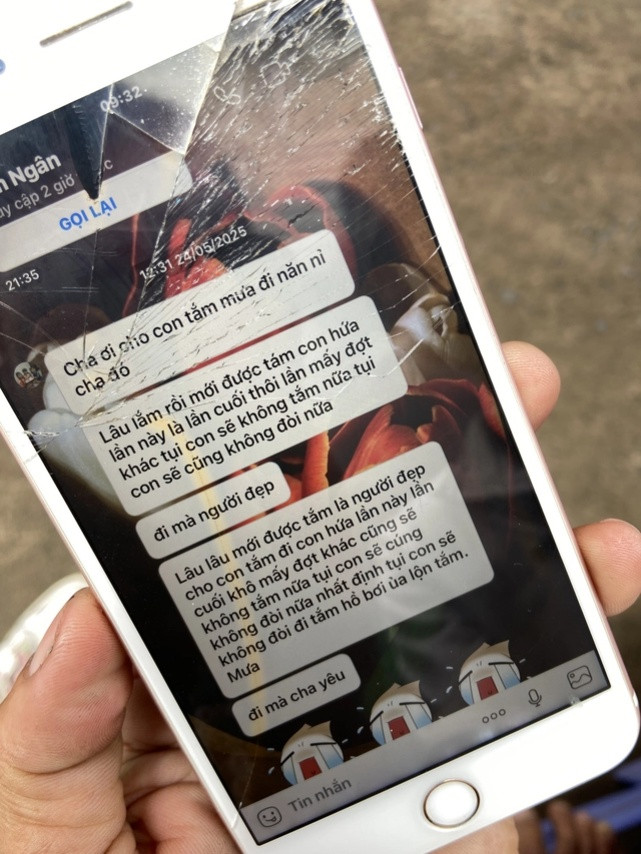 Những dòng tin nhắn cuối cùng của bé N. với cha gây xót xa. Ảnh: