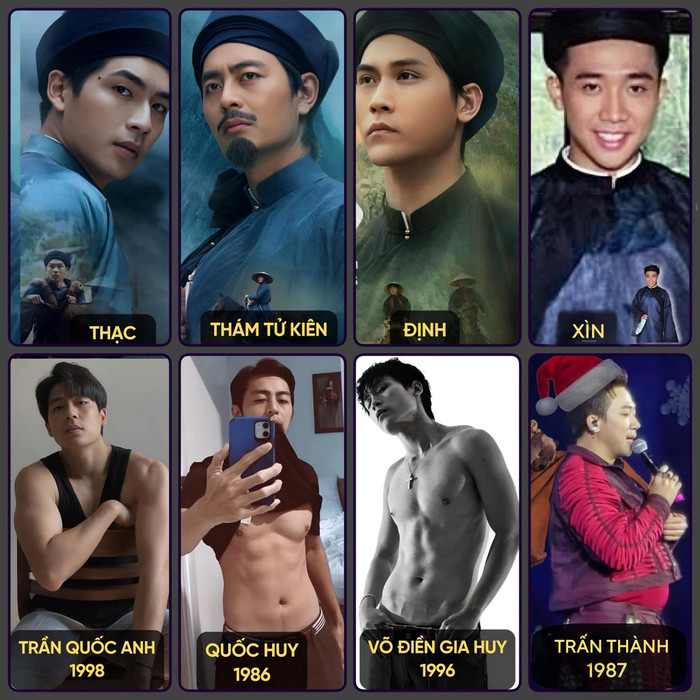 Hình ảnh so sánh ngoại hình của Trấn Thành với nhiều nam diễn viên khác được nam MC chia sẻ. (Ảnh: FBNV)