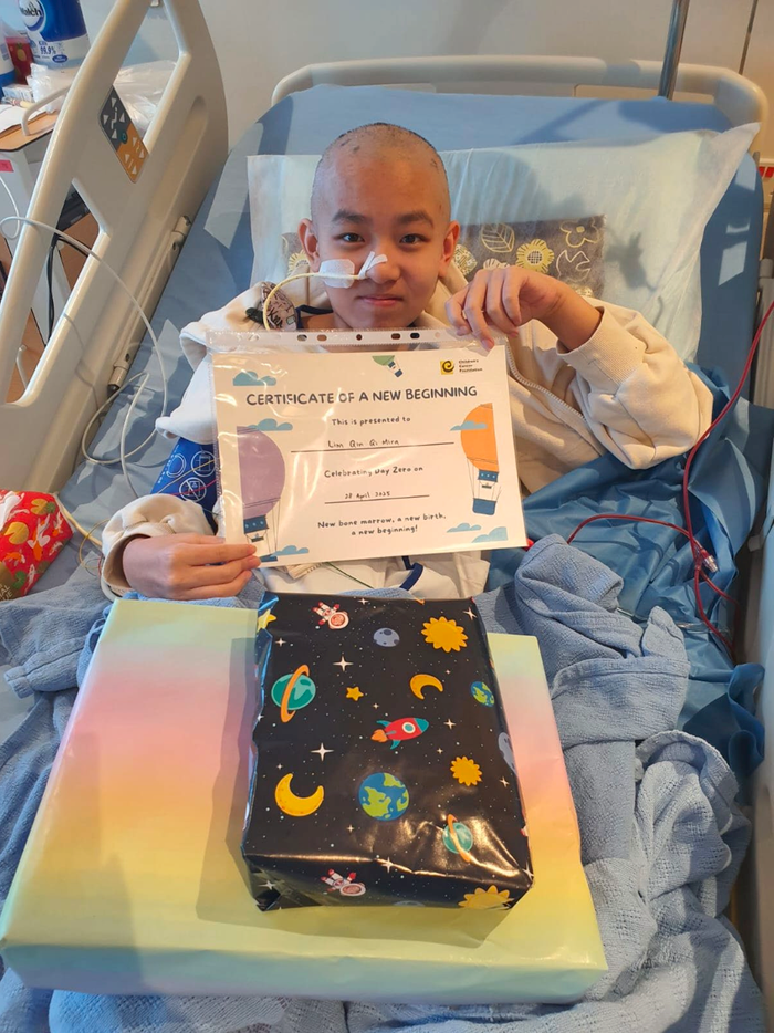 Mira sau ca phẫu thuật tủy xương vào ngày 28 tháng 4 (Ảnh: Children's Cancer Foundation).