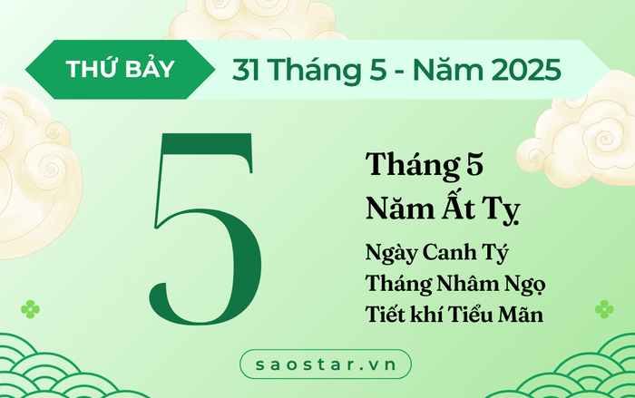 Lịch âm hôm nay 31/5/2025: Bất ngờ gặp vận may nếu làm điều này Ảnh 1