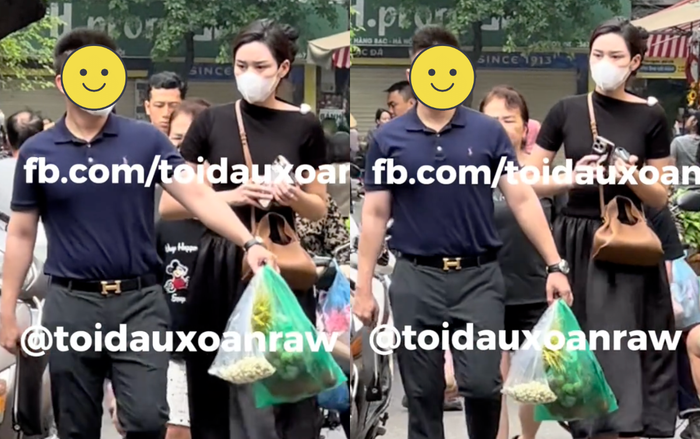 Hoa hậu Đỗ Thị Hà đi chợ cùng bạn trai tin đồn. (Ảnh chụp màn hình)