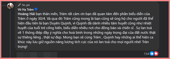 Võ Hạ Trâm làm rõ về 'Viết tiếp câu chuyện hòa bình', nhắc tên Nguyễn Duyên Quỳnh Ảnh 3