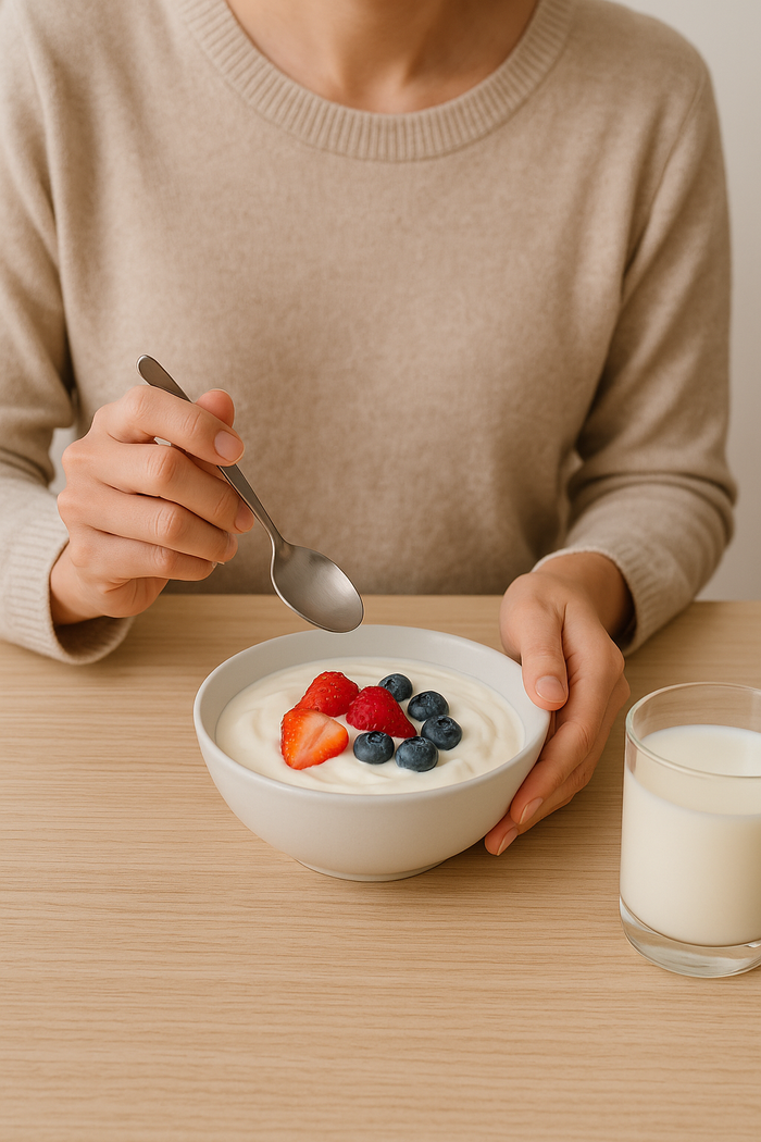 Chỉ 200 ml sữa chua không béo đã chứa đến 488 mg canxi.