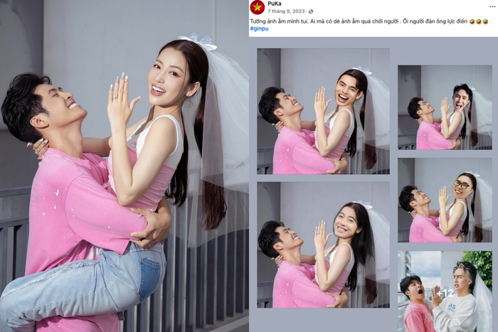 Bức ảnh cầu hôn của Puka và Gin Tuấn Kiệt gây sốt cõi mạng. (Ảnh: FBNV)