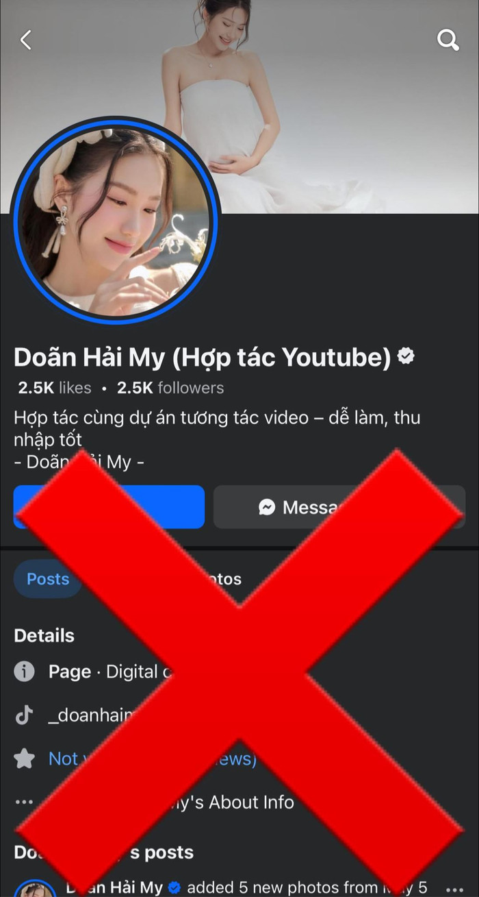 Trang giả mạo Doãn Hải My có tích xanh khiến nhiều người không khỏi bất ngờ. Ảnh: FBNV