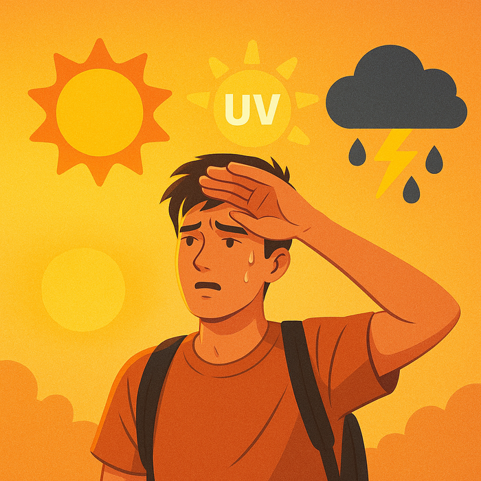 Cần chú ý thời tiết nắng nóng, chỉ số UV cao vào ban ngày và khả năng mưa giông vào chiều tối. (Ảnh minh họa)