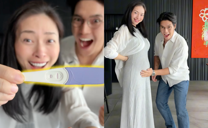 Showbiz 24h: Ngô Thanh Vân khoe bụng bầu vượt mặt, xác nhận mang thai con đầu lòng vào đúng kỷ niệm 3 ngày cưới với Huy Trần. Ảnh: FBNV