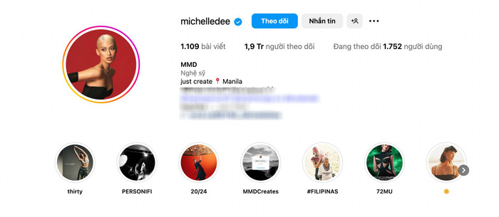 Michelle Dee thẳng tay xóa danh hiệu cũ. (Ảnh chụp màn hình)