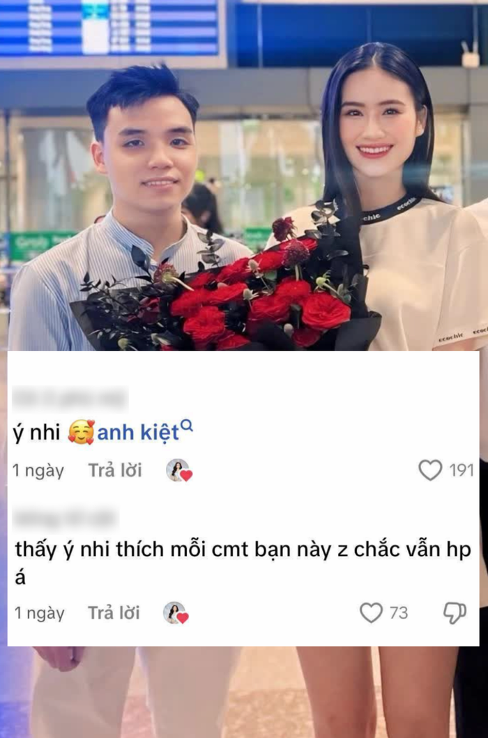 Trước đó, Ý Nhi không lên tiếng mà chỉ 'thả tim' các bình luận nhắc đến bạn trai. (Ảnh: Chụp màn hình)