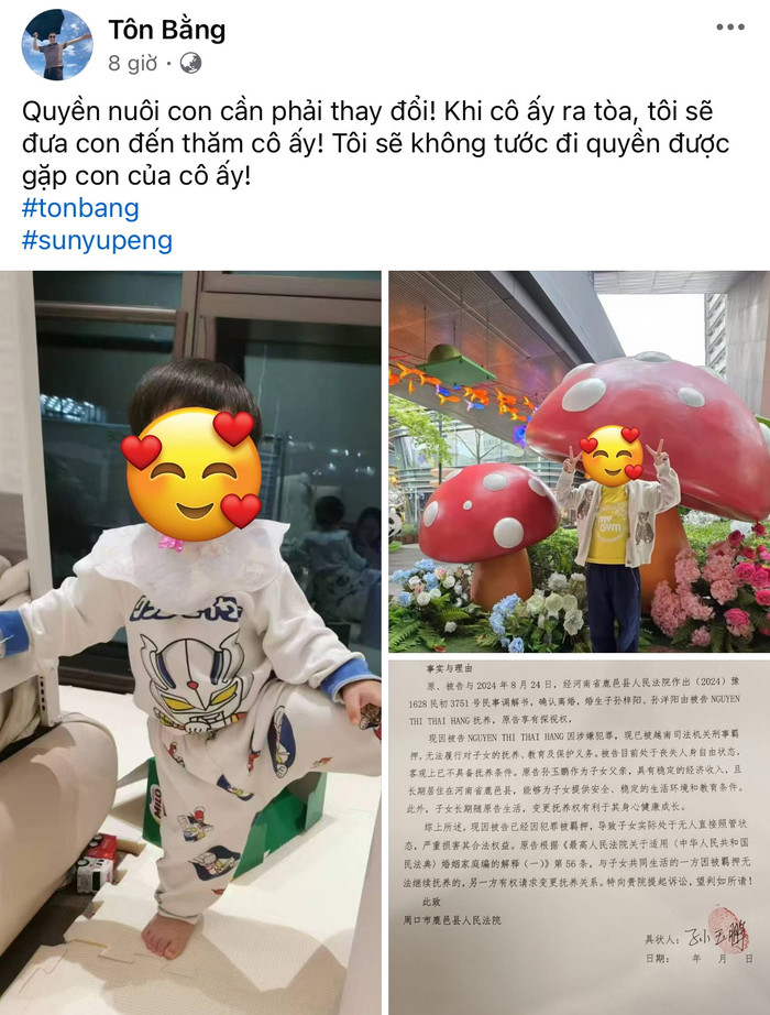 Tôn Bằng đăng ảnh 2 con chung với Hằng Du Mục, cho biết sẽ nộp đơn kiện giành quyền nuôi con