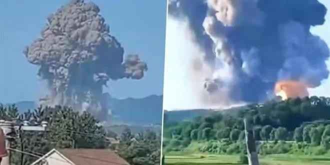 Hình ảnh vụ nổ sản xuất pháo hoa khiến hàng chục người thương vong. (Ảnh: SANA)