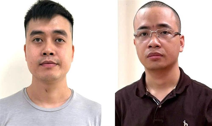 Bị can Hoàng Quang Thịnh (trái) và La Khắc Minh. (Ảnh: Bộ Công an)