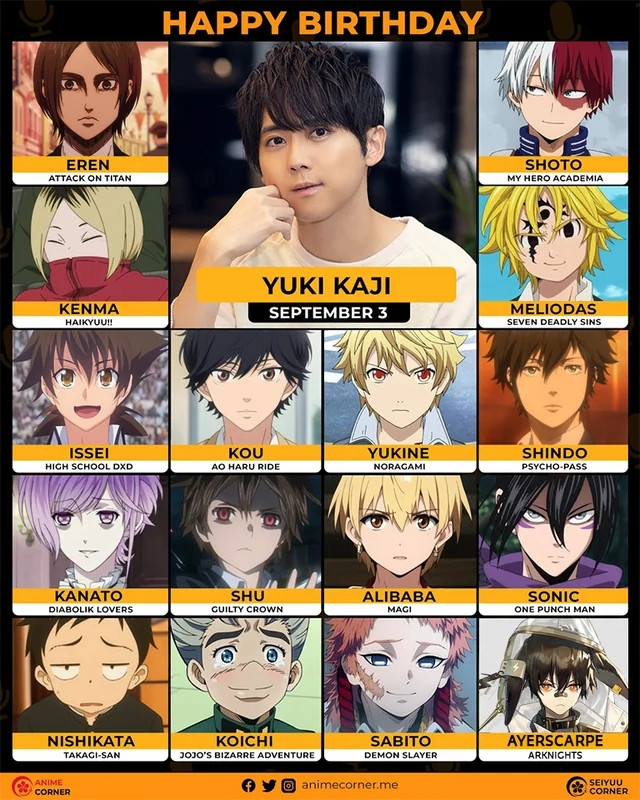 Yuki Kaji là một trong những seiyuu Nhật Bản khá nổi tiếng và được yêu mến. Tiêu biểu là vai Eren Yeager trong series Attack On Titan.