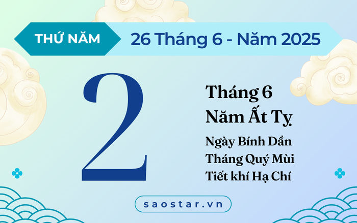 Lịch âm hôm nay 26/6/2025: Khởi đầu hanh thông, thuận lợi đủ đường Ảnh 1