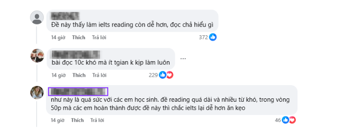 Nhiều bình luận cho rằng đề Tiếng Anh thật sự quá khó với các bạn học sinh. (Ảnh: Học Tiếng Anh cùng cô Vũ Mai Phương)