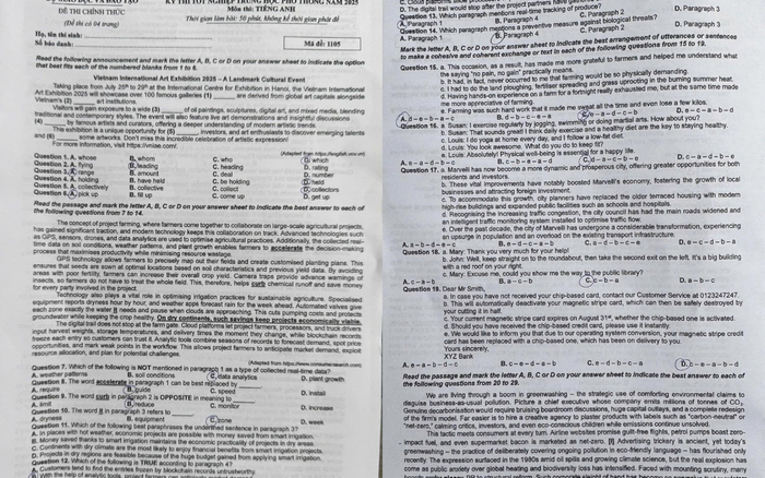 Đề Tiếng Anh thi tốt nghiệp THPT được đánh giá ngang ngửa bài thi IELTS. (Ảnh: Tin Giáo Dục TPHCM)