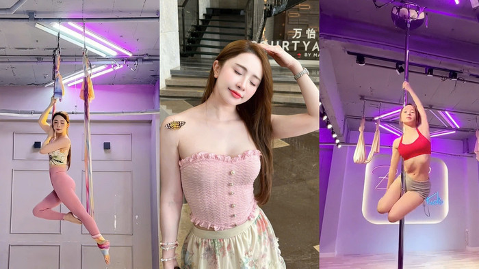Quỳnh Nga thường xuyên đăng tải video luyện tập múa cột và múa dây đầy chuyên nghiệp. (Ảnh: Tổng hợp từ tài khoản cá nhân của nhân vật)