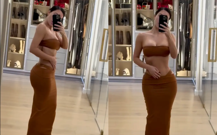 Kim Kardashian mặc trang phục 'hở bạo', khoe dáng căng tràn. (Ảnh: Daily Mail)