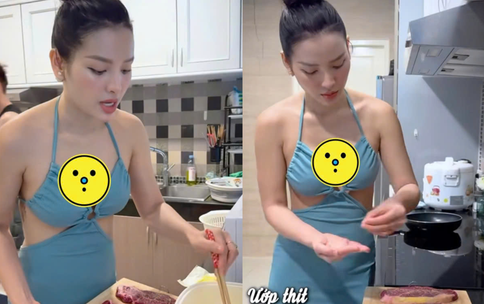 Showbiz 24h: Phương Trinh Jolie khoe đường cong cơ thể trong video nấu ăn được đăng tải trên trang cá nhân. Ảnh: Chụp màn hình FBNV