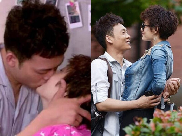 Cảnh nóng của Tôn Lệ với Trương Dịch được quay trước sự chứng kiến của Đặng Siêu (Ảnh: Weibo). 