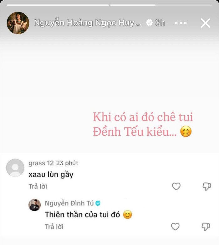 Ngọc Huyền tự hào chia sẻ khoảnh khắc được chồng sắp cưới Đình Tú lên tiếng bảo vệ. Ảnh: Chụp màn hình từ FBNV