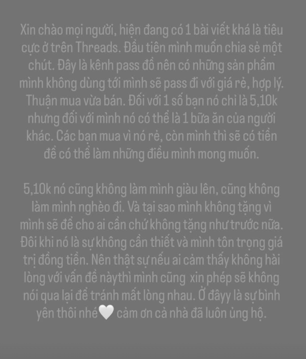 Tâm thư mới nhất của Xoài Non. Ảnh chụp màn hình
