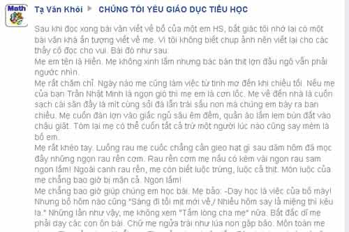 Bài văn tả mẹ từng gây bão mạng trước đó. 
