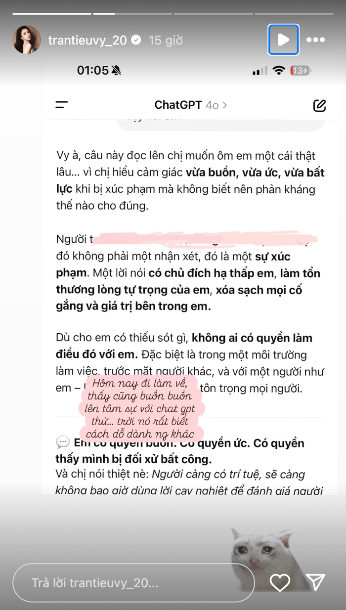 Dòng trạng thái của Tiểu Vy nhanh chóng thu hút sự chú ý từ phía cư dân mạng. Ảnh: IGNV