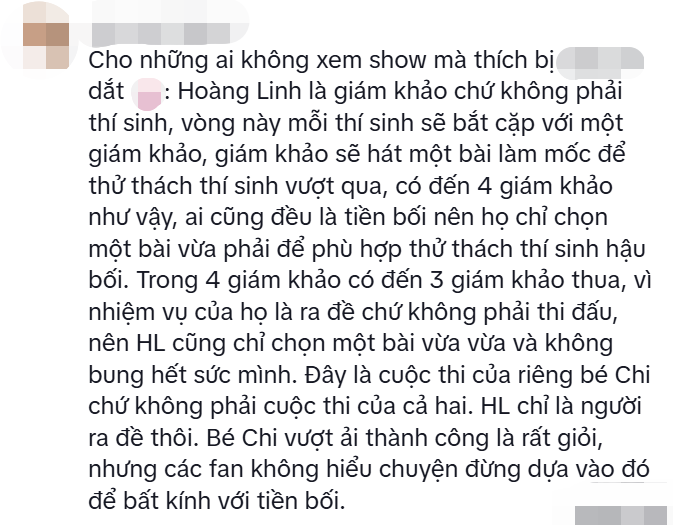 Netizen này giải thích luật chơi và dành lời khen cho Phương Mỹ Chi. (Ảnh: Chụp màn hình)