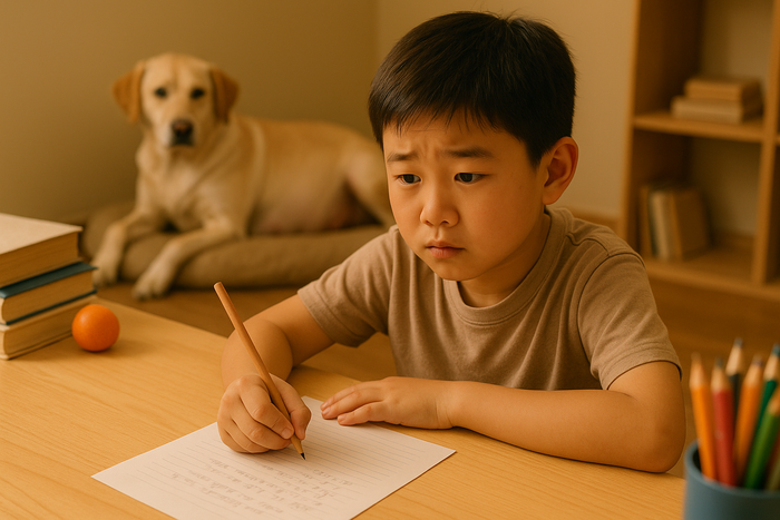 Cậu học trò viết đơn xin nghỉ học vì chú chó nhà hàng xóm 'lâm bồn'. Ảnh minh hoạ