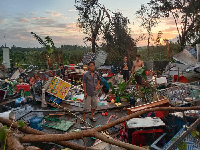 Căn nhà của người dân tại phường Mỹ Ngãi bị sập hoàn toàn. Ảnh: Báo Tuổi Trẻ