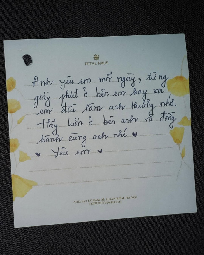 Bức thư ngọt ngào mà Văn Thanh gửi bạn gái.