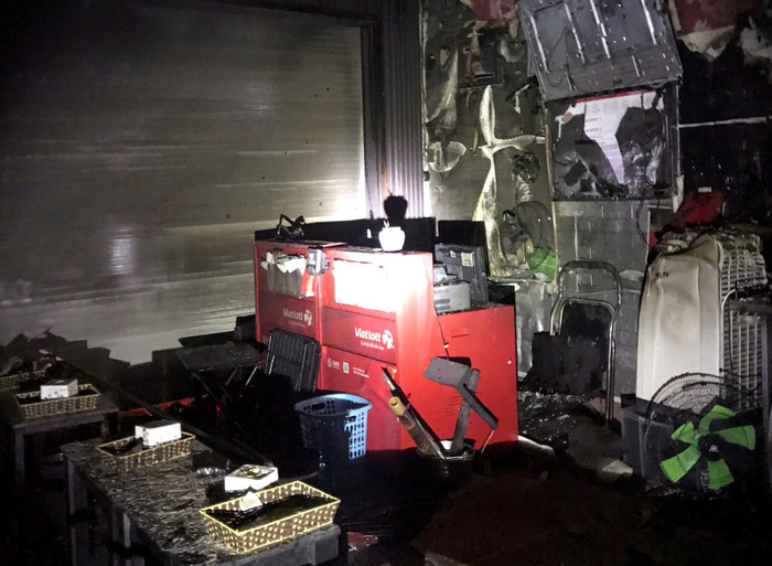 Hiện trường vụ cháy nhà cao tầng tại Hải Phòng. (Ảnh: Page Công an thành phố Hải Phòng)