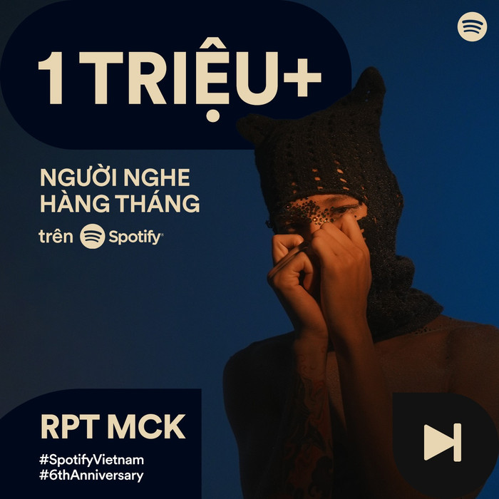 Tháng 3/2024, MCK đã chạm ngưỡng con số 1 triệu người nghe hàng tháng trên Spotify (Ảnh: Facebook nhân vật). 