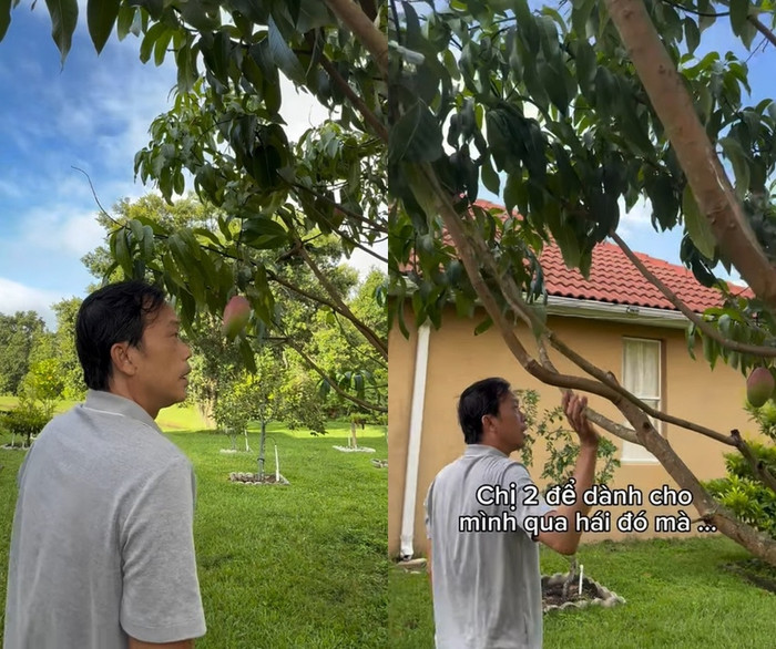 Nghệ sĩ Hoài Linh trong khuôn viên biệt thự rộng lớn của gia đình tại Mỹ. (Ảnh chụp màn hình từ FB Dương Triệu Vũ)