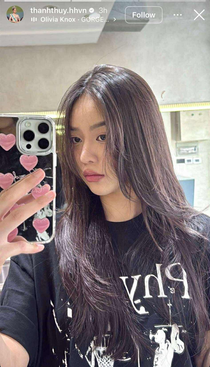 Hoa hậu Thanh Thủy khoe mái tóc mới. Ảnh: Chụp màn hình từ IGNV