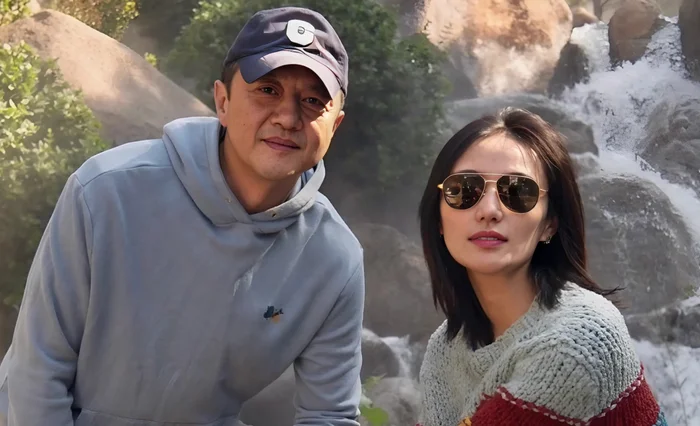 Lý Á Bằng và vợ kém 19 tuổi - Hải Hà Kim Hỷ. (Ảnh: Sohu)