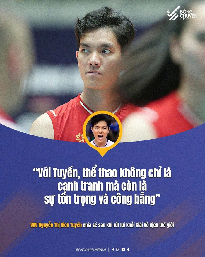 Trong thông điệp gửi tới người hâm mộ, Bích Tuyền không chỉ bày tỏ sự cảm ơn, mà còn nhắc lại chiến thắng lịch sử trước Thái Lan. Ảnh: Bóng chuyền Việt Nam