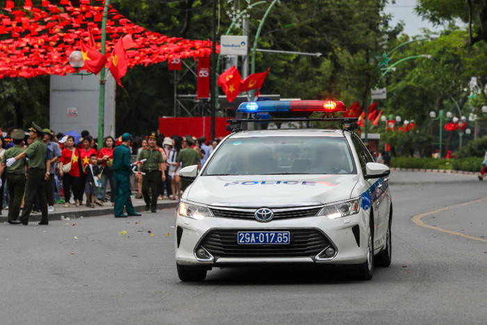 CSGT làm nhiệm tại khu vực tổ chức lễ tổng hợp luyện lần 2. Ảnh: Công an TP Hà Nội